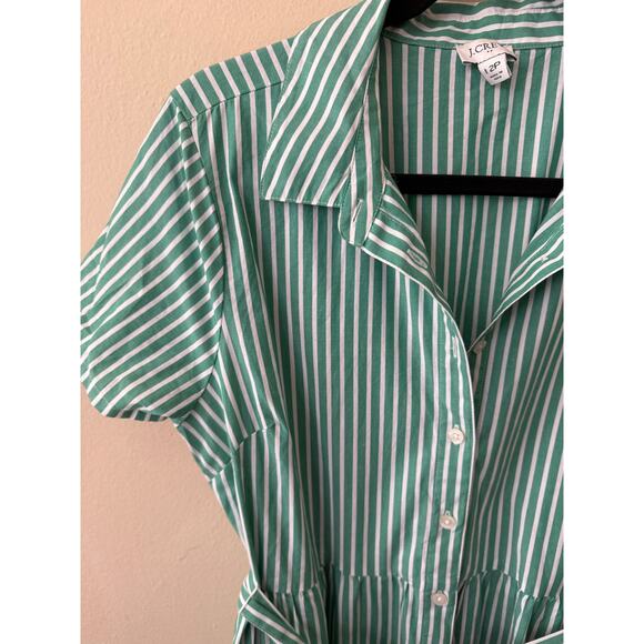 J. Crew Green & White Striped Dress Size 12P - Picture 2 of 11